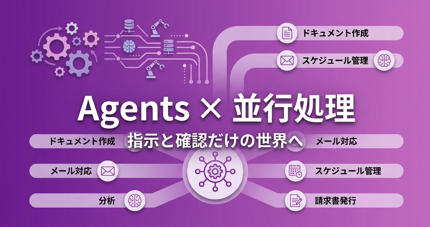 複数エージェントが並行動作するオーケストレーション図解